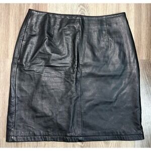 Maxima Wilson Black Leather Moto Mini Skirt Women's Size 12 Edgy Rock Biker